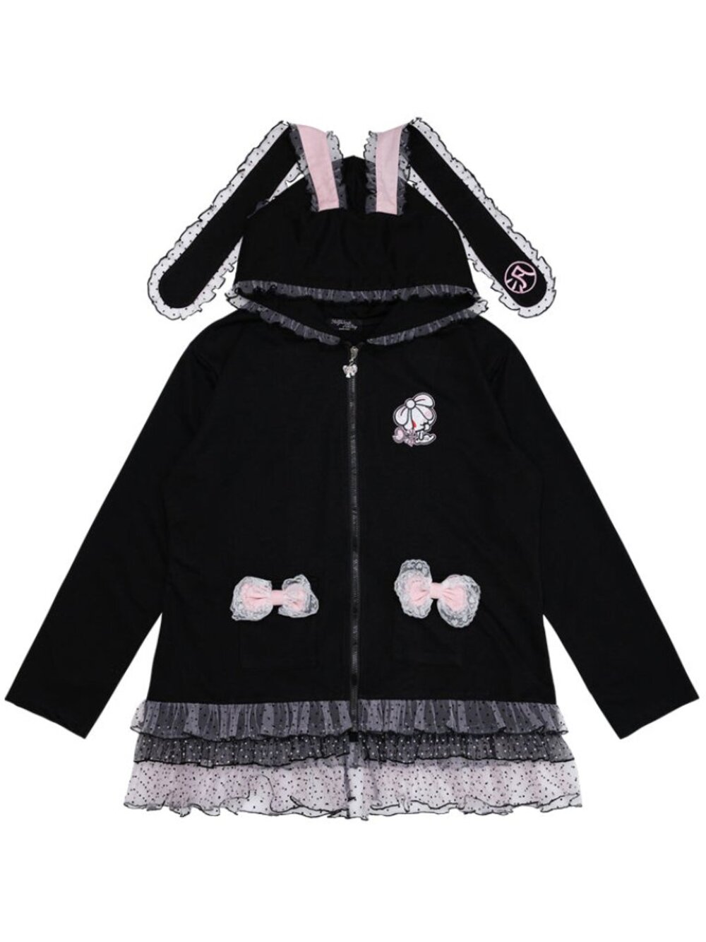 NEW ACDC RAG X Hanyo Usagi Chax Bunny Black Zip Up Hoodie